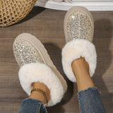 Sparkling Indoor Outdoor Casual Warm Comfortable Thick - Soled Plush Slippers For Women - Weriion