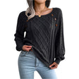 Square Neck Knitted Sweater With Button Design Winter Warm Long Sleeve Tops Women's Clothing - Weriion