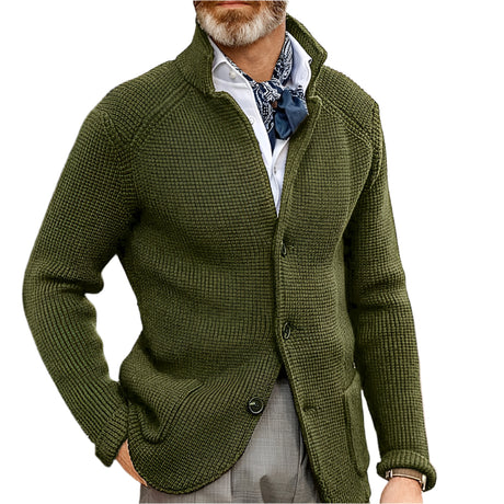 Stand Up Collar Cardigan Men Knitted Sweaters - Weriion