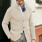 Stand Up Collar Cardigan Men Knitted Sweaters - Weriion