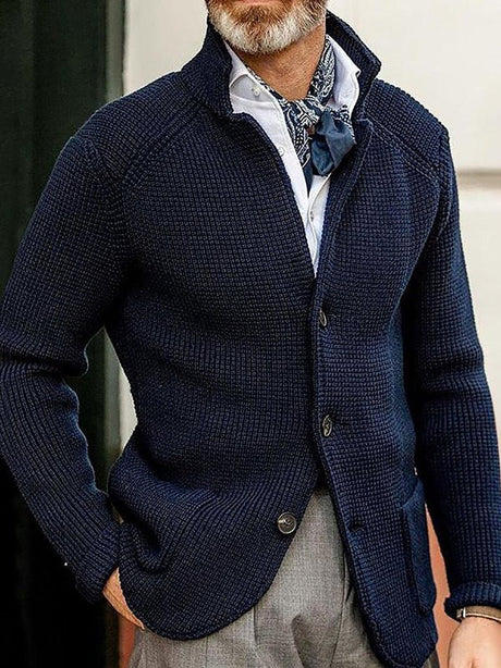 Stand Up Collar Cardigan Men Knitted Sweaters - Weriion