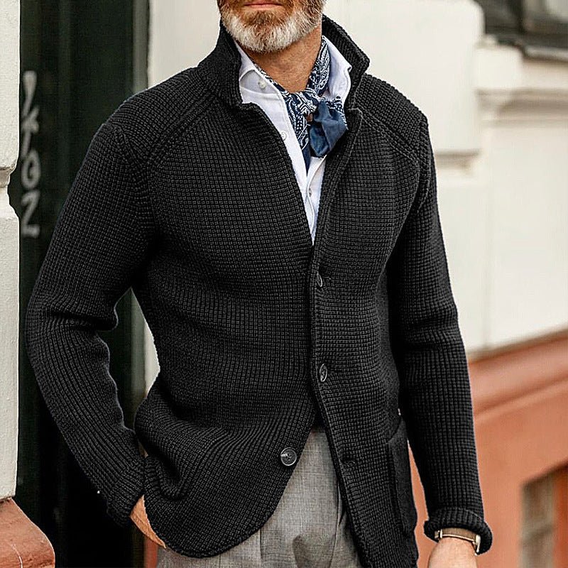 Stand Up Collar Cardigan Men Knitted Sweaters - Weriion