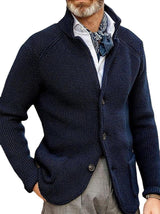 Stand Up Collar Cardigan Men Knitted Sweaters - Weriion