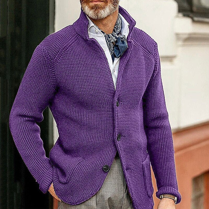 Stand Up Collar Cardigan Men Knitted Sweaters - Weriion