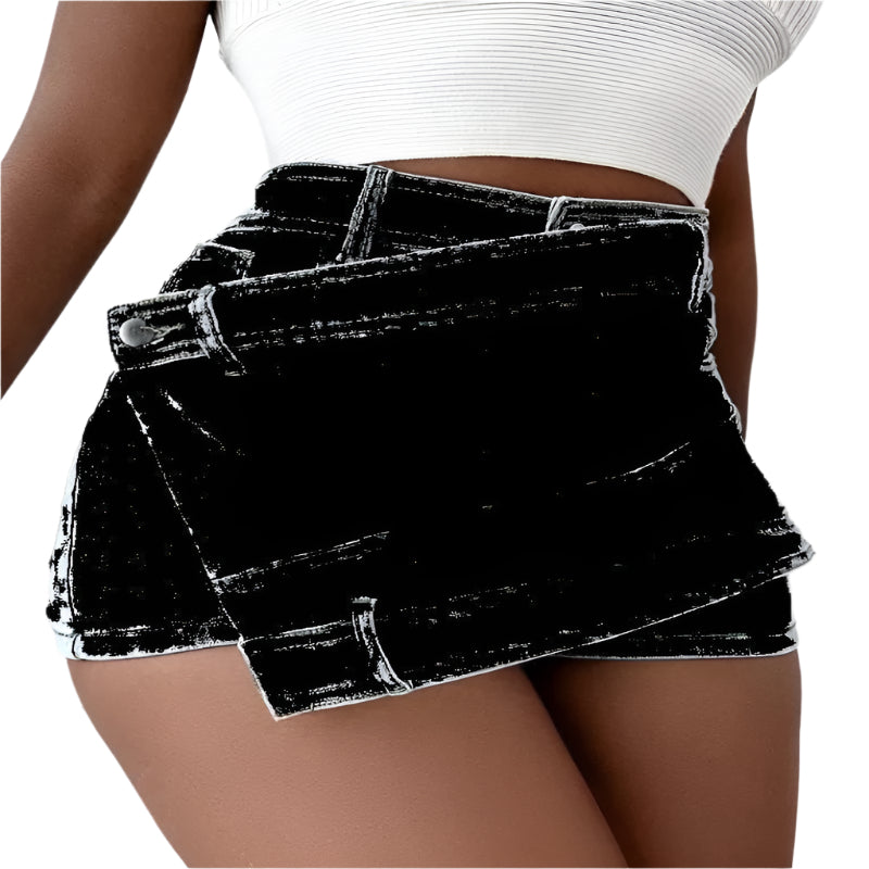 Street Vintage Asymmetrical Denim Fabric Skirts - Weriion