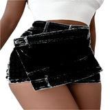 Street Vintage Asymmetrical Denim Fabric Skirts - Weriion