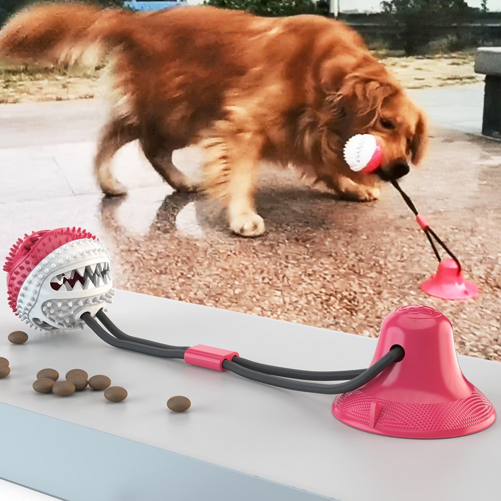 Sucker Drawstring Pet Food Dispensing Dog Ball Chew Toys - Weriion