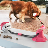 Sucker Drawstring Pet Food Dispensing Dog Ball Chew Toys - Weriion