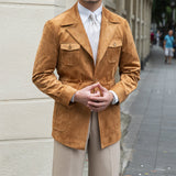 Suede Safari Jacket With Slim Fit - Weriion