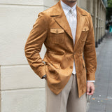 Suede Safari Jacket With Slim Fit - Weriion