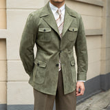 Suede Safari Jacket With Slim Fit - Weriion