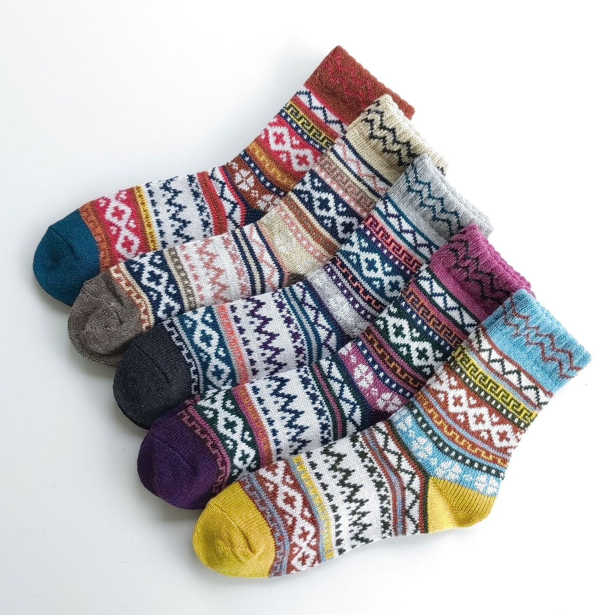 Thick Knitted Winter Wool Socks With Medium Tube - Weriion