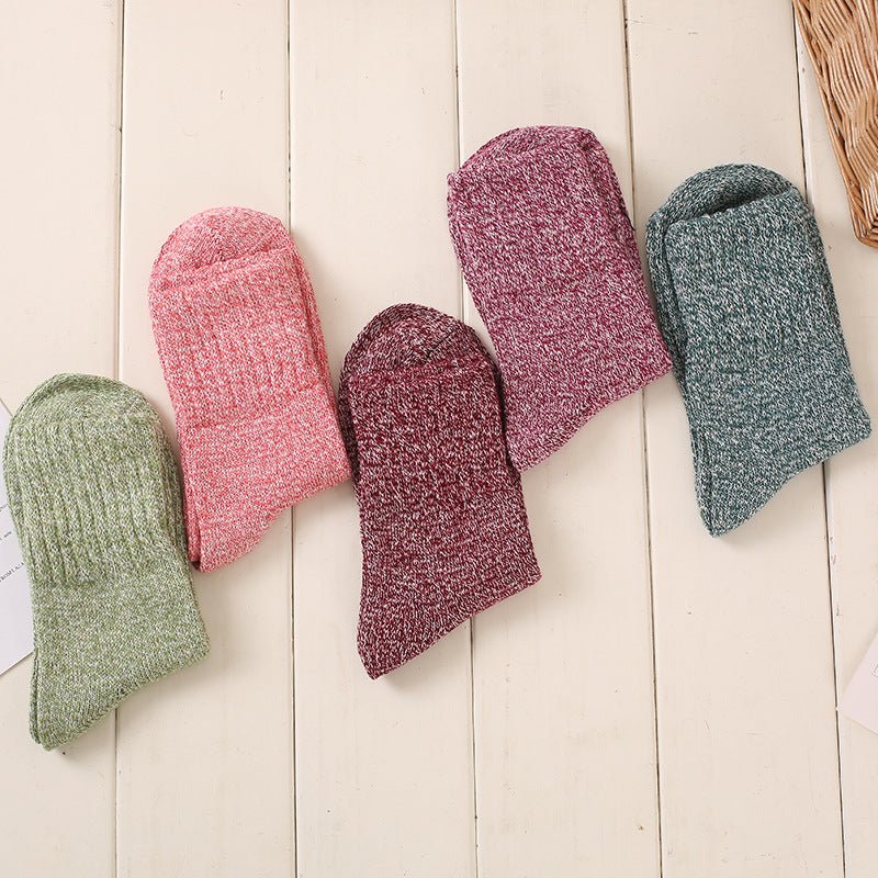 Thick Knitted Winter Wool Socks With Medium Tube - Weriion