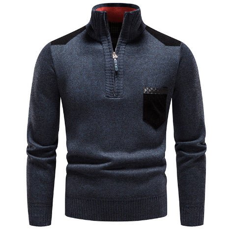 Thickened Pullover Zipper Chest Pocket Sweater For Men - Weriion