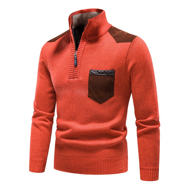 Thickened Pullover Zipper Chest Pocket Sweater For Men - Weriion