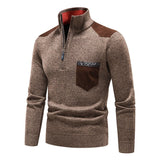 Thickened Pullover Zipper Chest Pocket Sweater For Men - Weriion