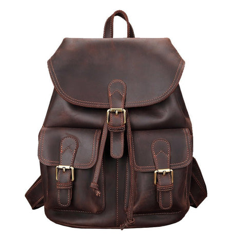 Unisex Leather Large Capacity Leisure Travel Bag Backpack - Weriion