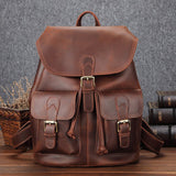 Unisex Leather Large Capacity Leisure Travel Bag Backpack - Weriion