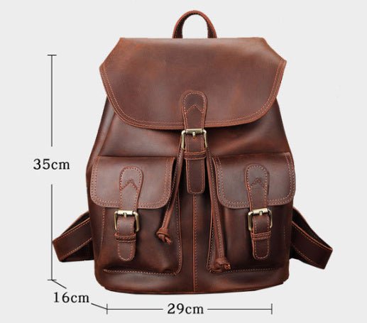 Unisex Leather Large Capacity Leisure Travel Bag Backpack - Weriion