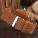 Unisex Wooden Watch With Leather Strap For Men & Women - Weriion