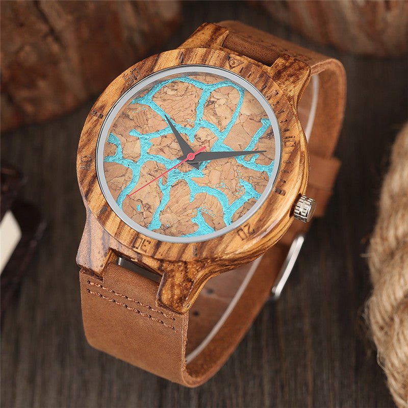 Unisex Wooden Watch With Leather Strap For Men & Women - Weriion