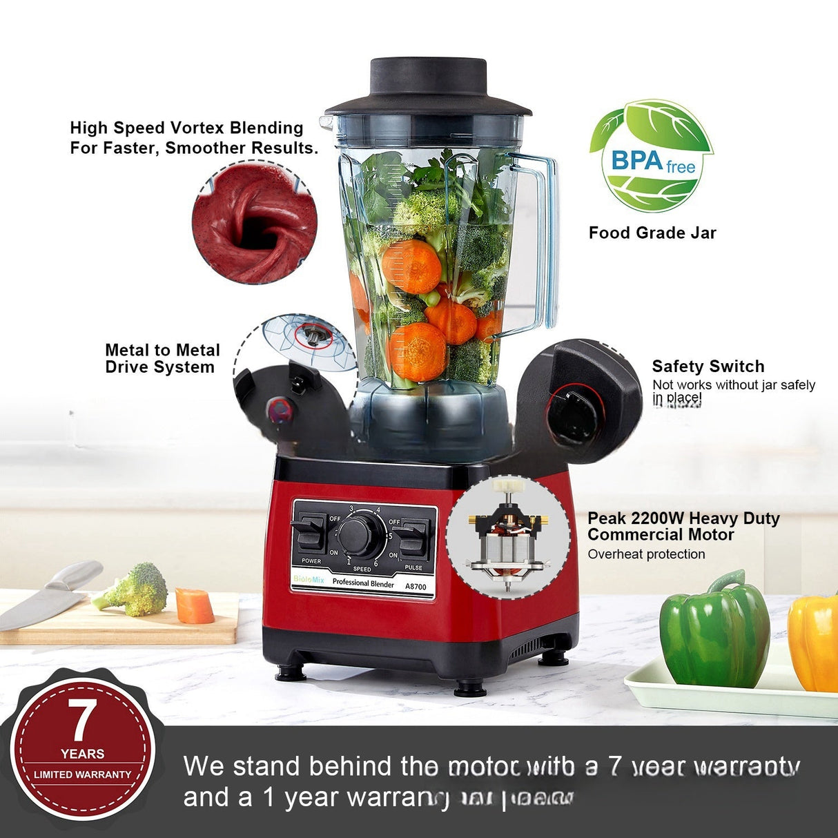 Versatile 2200W Power Blender Mixer Kitchen Tool - Weriion