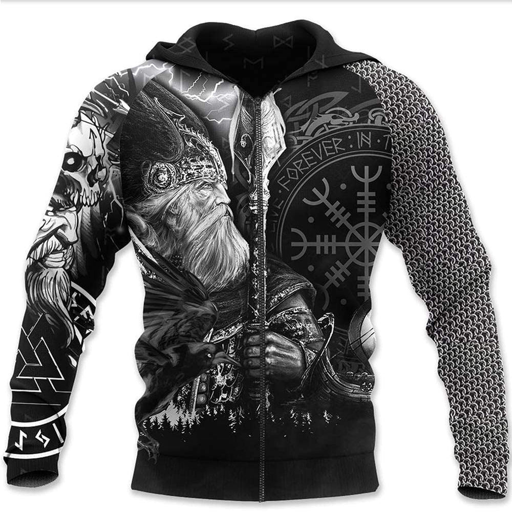 Viking Warrior Printed Hoodies Sweatshirts - Weriion