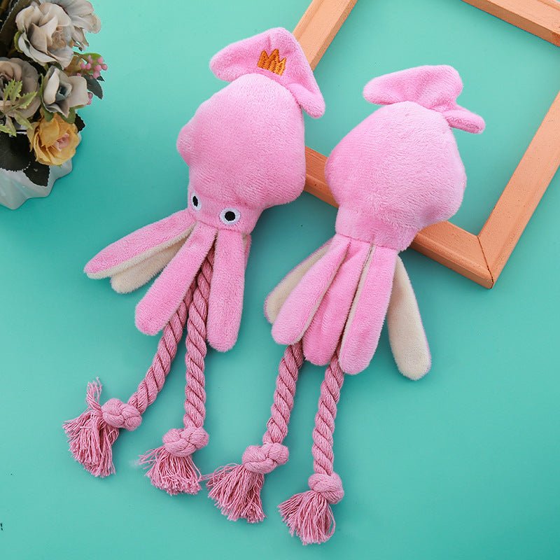 Vocal Bite - Resistant Octopus Teeth Cleaning Interactive Pet Dog Plush Chew Toy - Weriion