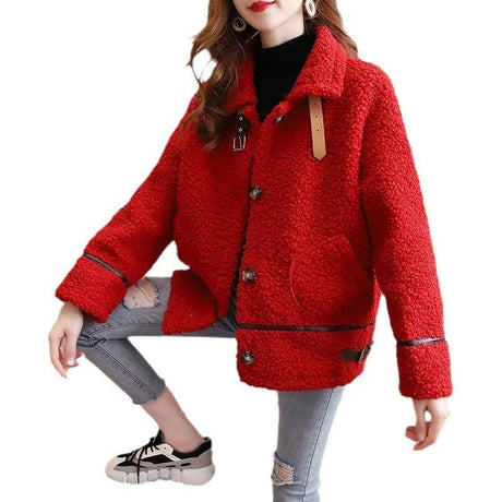 Warm Women's Loose Fit Lamb Wool Jacket - Weriion