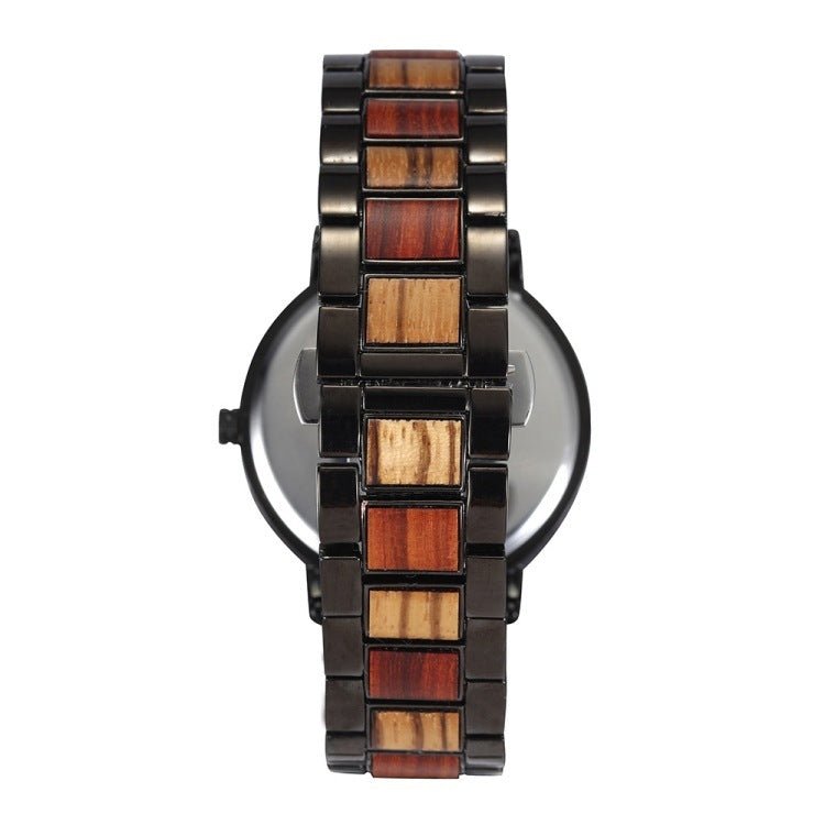 Waterproof Business Wood & Stainless Steel Quartz Watch - Weriion