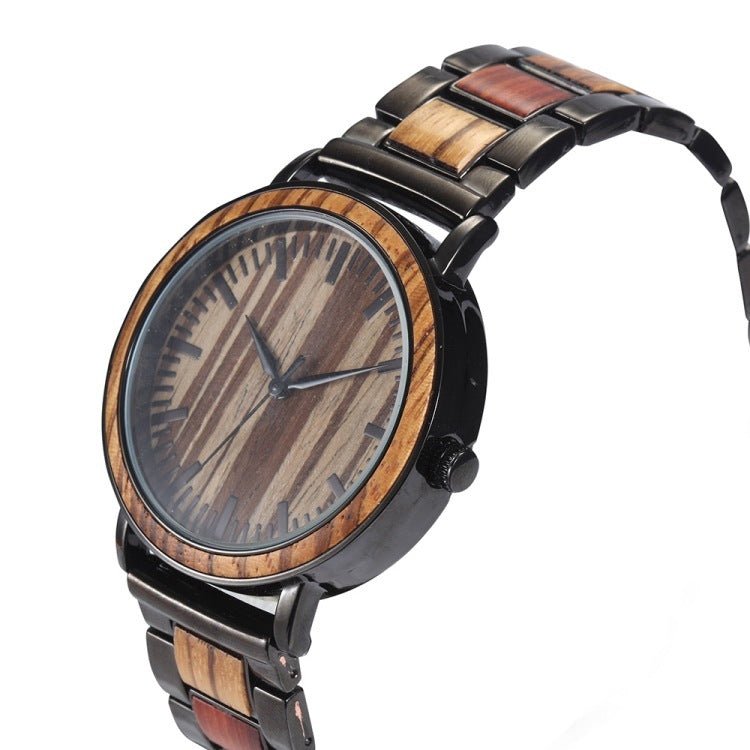 Waterproof Business Wood & Stainless Steel Quartz Watch - Weriion