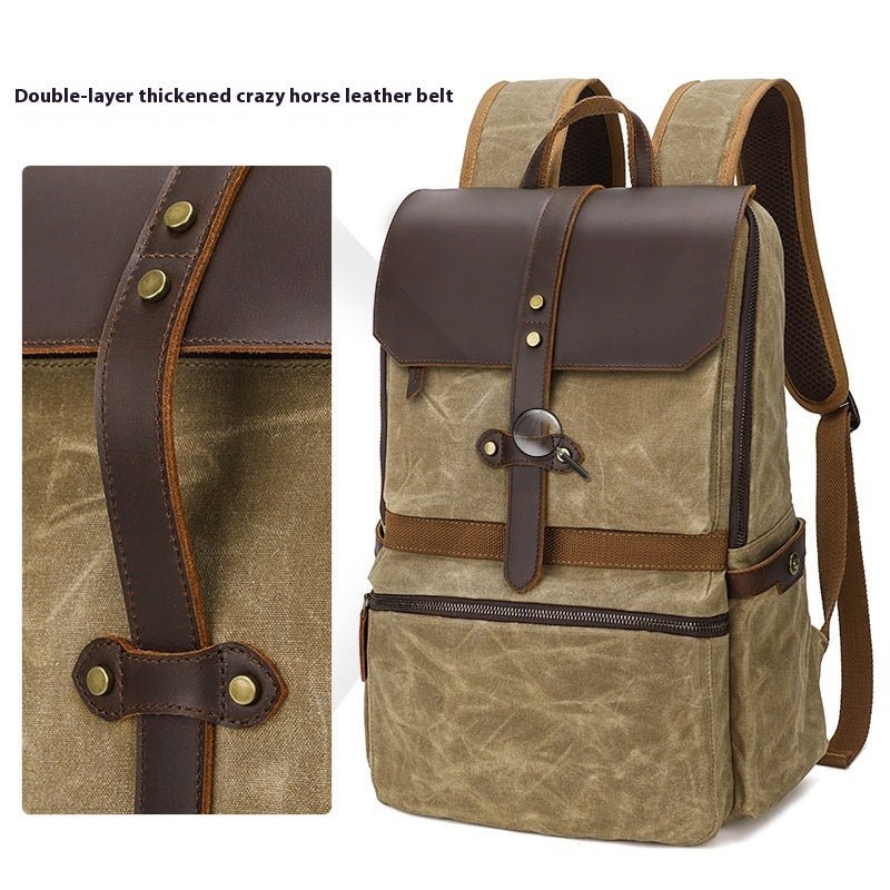 Waterproof Canvas & Leather Unisex Bag Backpack - Weriion