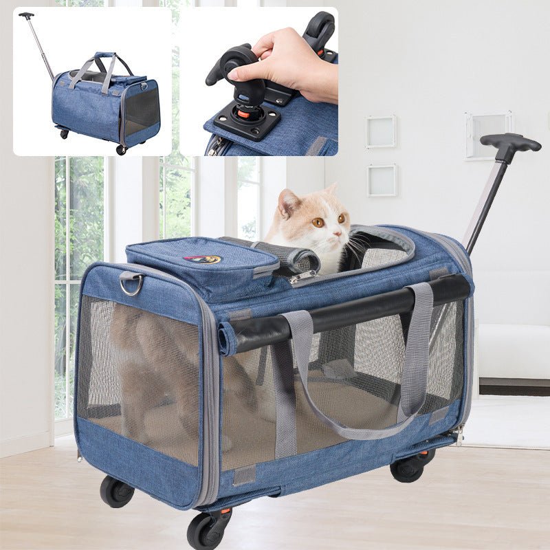 Waterproof Pet Dog Cat Oxford Cloth Shoulder Bag With Wheels Trolley - Weriion