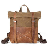 Wear - Resistant Oil Wax Canvas Backpack With Top Layer Leather Travel Bag - Weriion