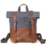 Wear - Resistant Oil Wax Canvas Backpack With Top Layer Leather Travel Bag - Weriion