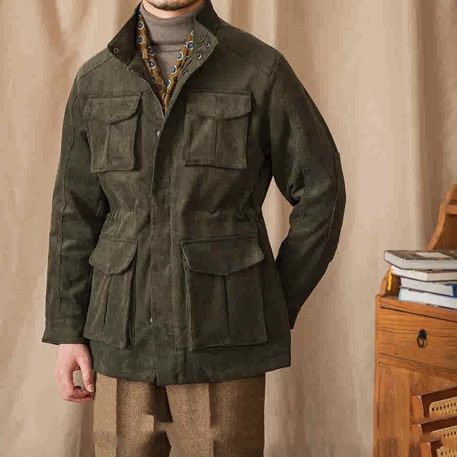 Windproof Stand Collar Autumn & Winter Corduroy Safari Jacket For Men - Weriion