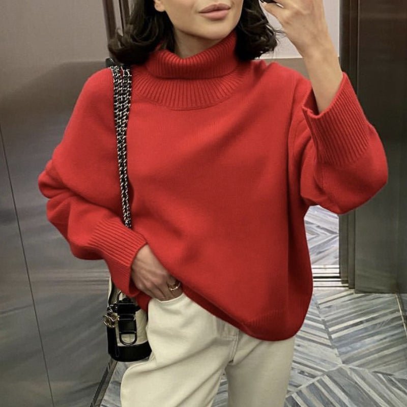 Winter Turtleneck Sweater Fashion Personality Long Sleeve Knitted Top Women's Clothing - Weriion