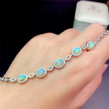 Women's 925 Sterling Silver Bracelets With Inlaid Natural Opal Gemstones - Weriion