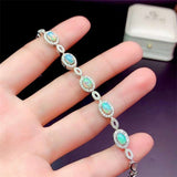 Women's 925 Sterling Silver Bracelets With Inlaid Natural Opal Gemstones - Weriion