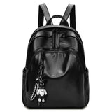 Women's Black PU Leather Adjustable Straps Backpack - Weriion