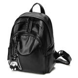 Women's Black PU Leather Adjustable Straps Backpack - Weriion