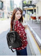 Women's Black PU Leather Adjustable Straps Backpack - Weriion