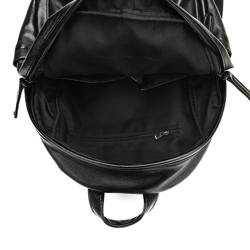 Women's Black PU Leather Adjustable Straps Backpack - Weriion