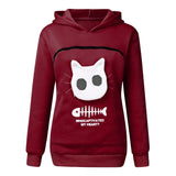 Women's Cat Pet Pocket Design Sweatshirt Long Sleeve Hoodies - Weriion