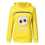 Women's Cat Pet Pocket Design Sweatshirt Long Sleeve Hoodies - Weriion