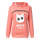 Women's Cat Pet Pocket Design Sweatshirt Long Sleeve Hoodies - Weriion