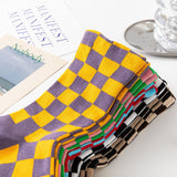 Women's Chessboard Plaid Contrast Color Tube Socks - Weriion