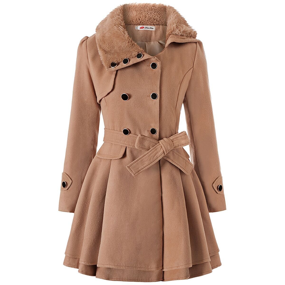 Women's Clothing Slim - Fit Mid - Length Double - Breasted Padded Polyester Coat - Weriion