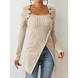 Women's Comfortable Side Slit Long Sweater - Weriion