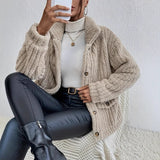 Women's Double - Sided Velvet Button Cardigan Casual Coat - Weriion